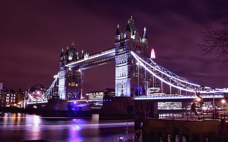 Tower Bridge, London, England, evening, Thames, United Kingdom, tourist attraction, London landmarks, HD wallpaper