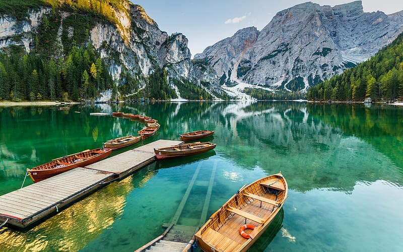 Travel Boat Lake Braies Bolzano Italy Bing, HD wallpaper