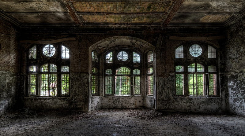 abandoned grand home r, windows, dirty, mansion, r, abandoned, HD wallpaper