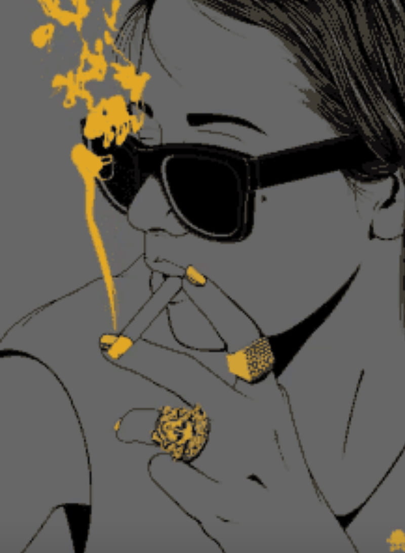 Smoking girl, girl gold, gray smoke, HD phone wallpaper