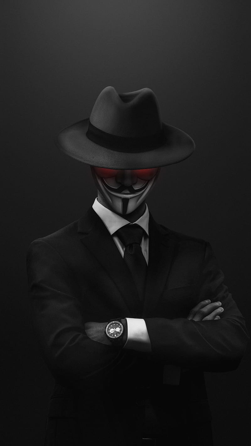 Anonymous Dark Hat Male Man Mask Suit Hd Mobile Wallpaper Peakpx