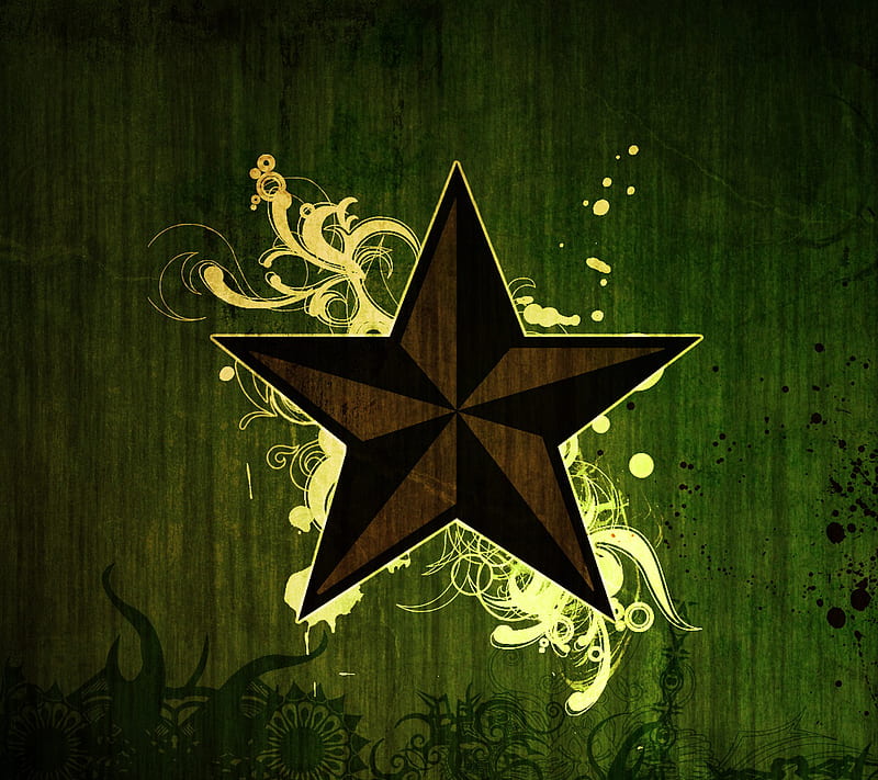 Nautical Star, abstract, green, HD wallpaper