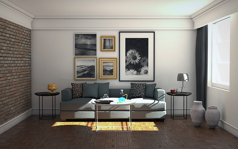 Living Room, home, desenho, interior, HD wallpaper