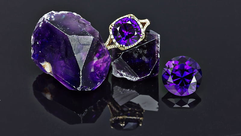 Amethyst, purple, stone, black, jewel, pink, ring, HD wallpaper