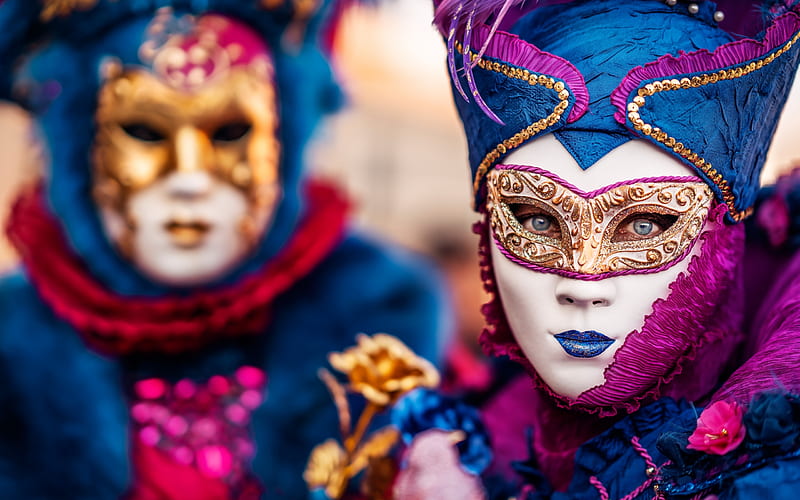 Carnaval de venecia, azul, carnaval, niña, modelo, venecia, máscara,  rosado, Fondo de pantalla HD | Peakpx