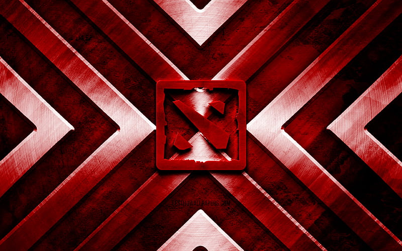 Dota 2 metal logo red metal background, metal arrows, Dota 2 logo, creative, Dota 2 red logo, Dota 2, HD wallpaper