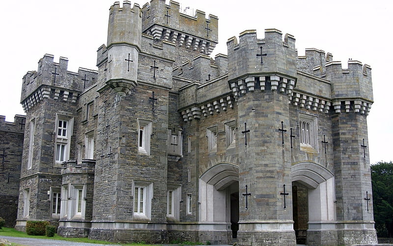 Wray Castle, England, architecture, medieval, castle, england, HD wallpaper