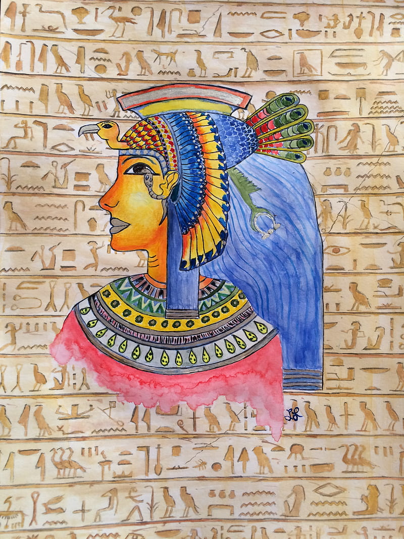 egyptian god, art, egypt, hieroglyphics, history, paint, pharao, watercolor, HD phone wallpaper