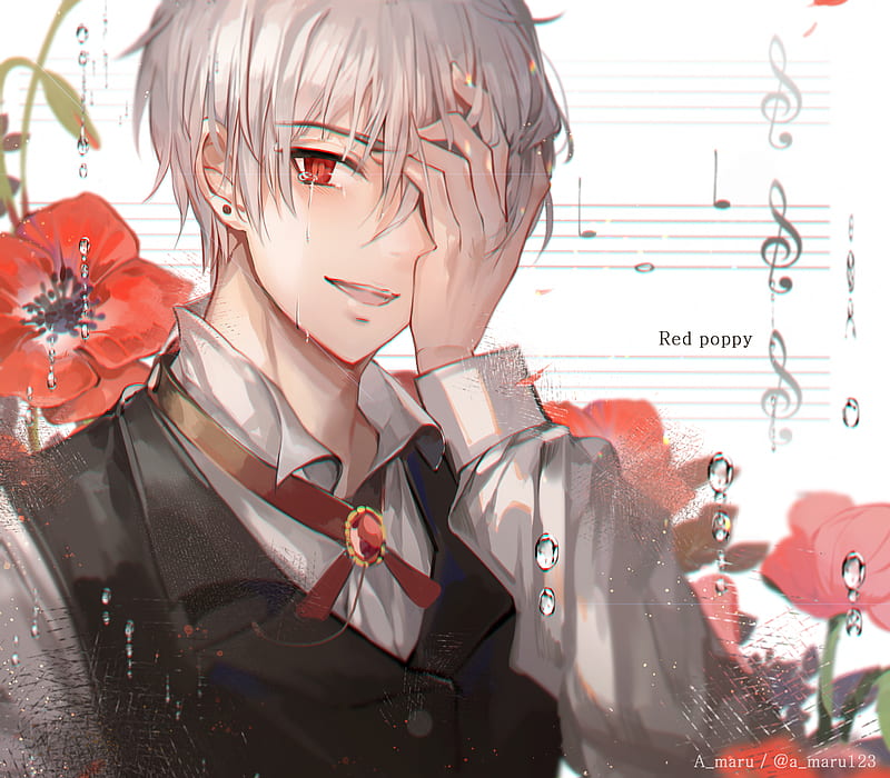 anime boy, red eyes by Subaru_sama