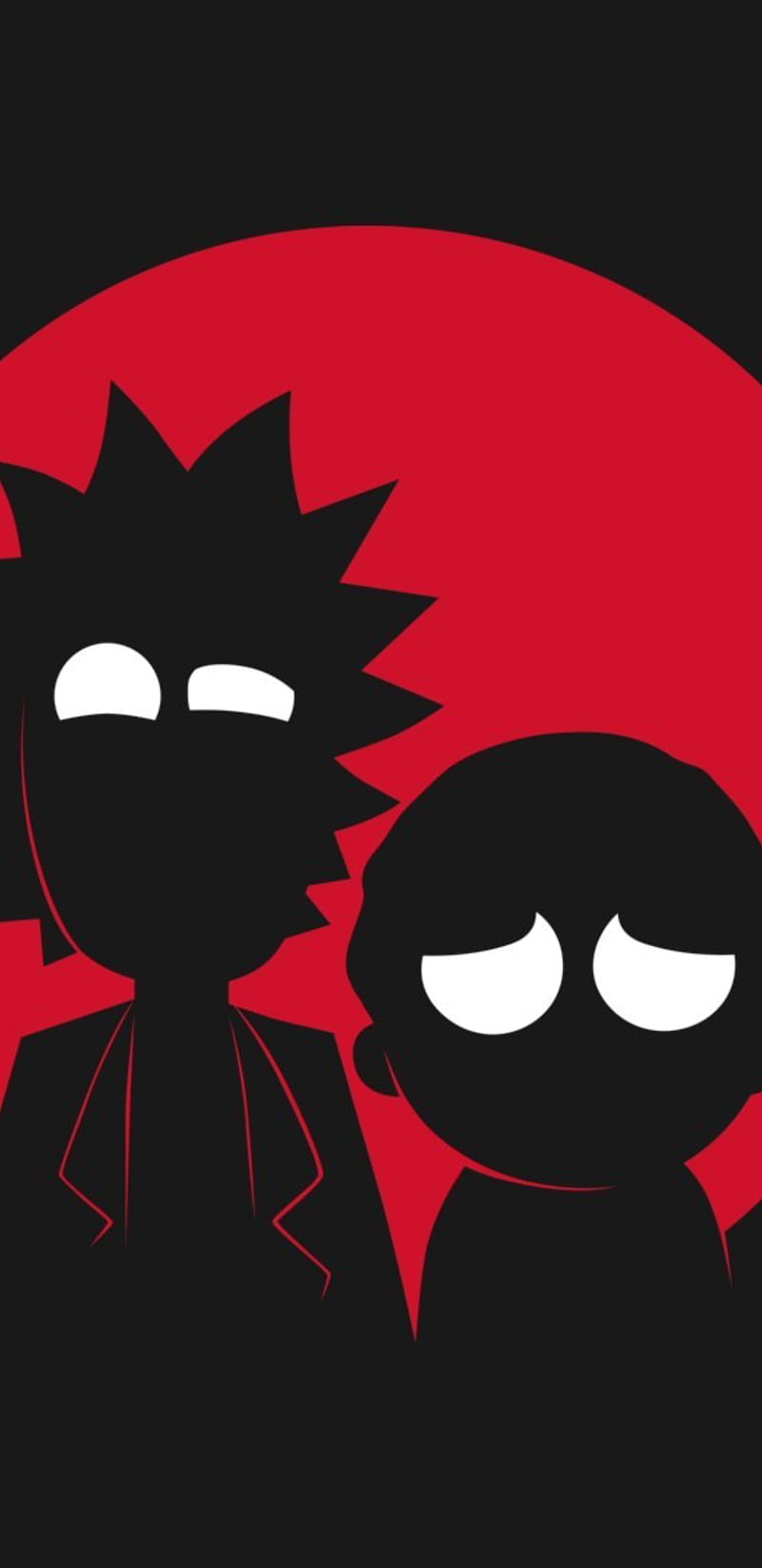 Rick and Morty and, black, desenho, eyes, morty, red, rick, serie, white, HD phone wallpaper
