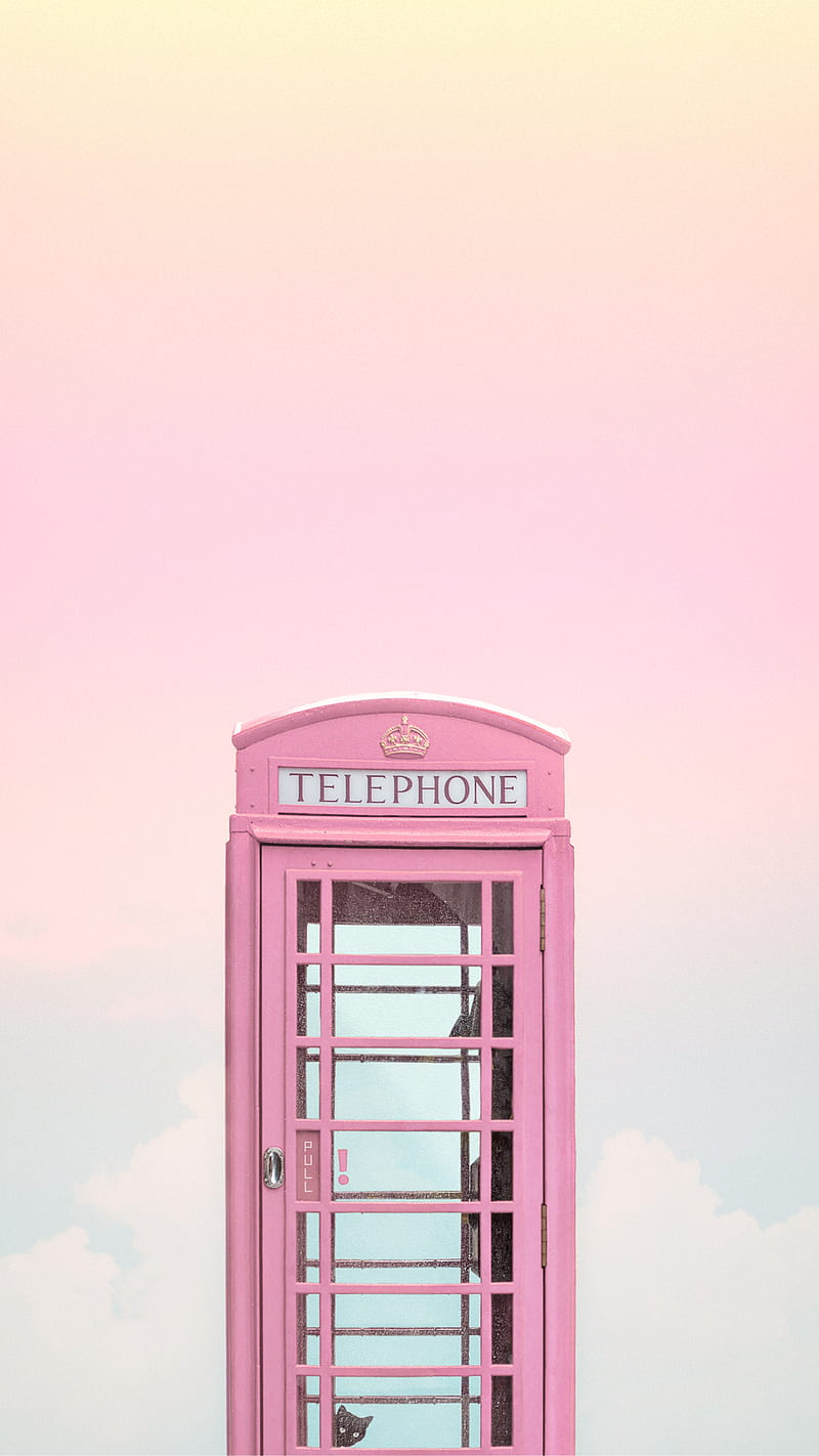 Telephone Booth, colorful, london, pastel, phone, HD phone wallpaper