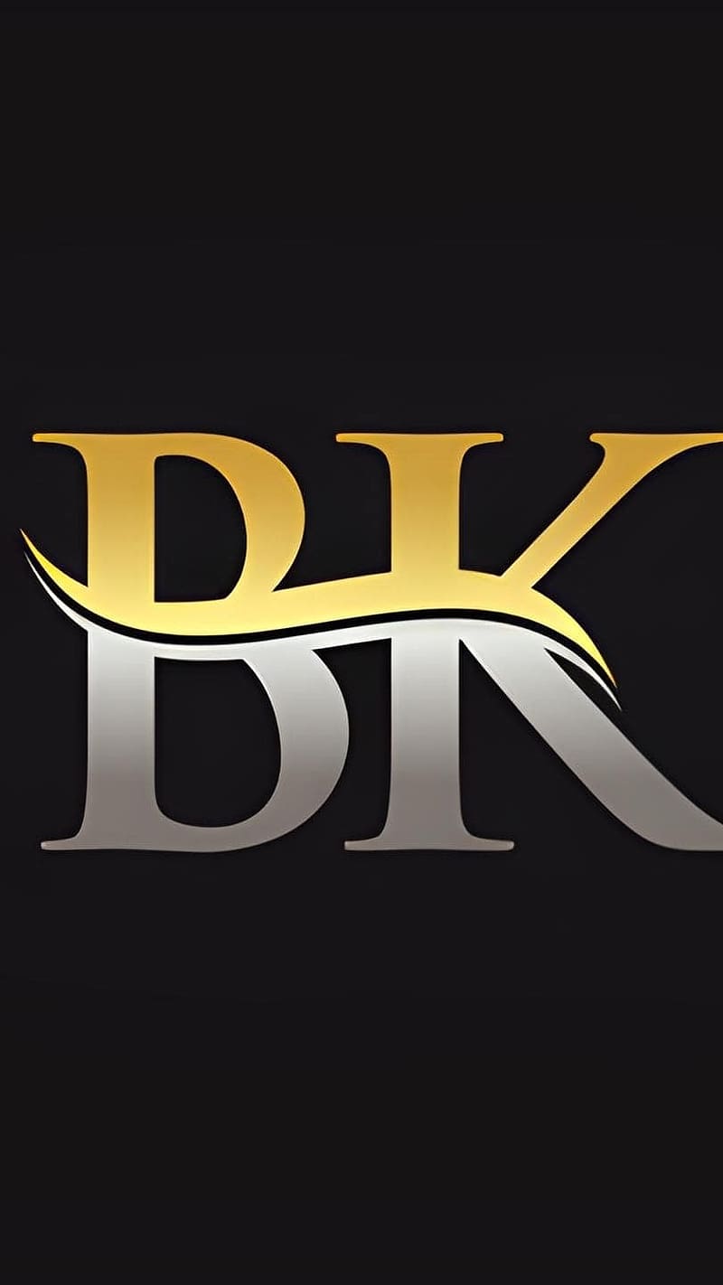 B K, Golden And Grey, logo, alphabet, HD phone wallpaper