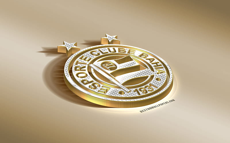 EC Bahia, Brazilian football club, golden logo with silver, Salvador, Brazil, Serie A, 3d golden emblem, creative 3d art, football, Esporte Clube Bahia, HD wallpaper