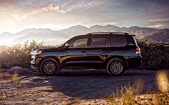 2020, Toyota Land Cruiser, Heritage Edition, 60 Years Anniversary, side view, black SUV, new black Land Cruiser, japanese cars, Toyota, HD wallpaper