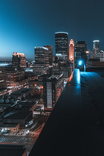 Night city, buildings, roofs, HD wallpaper | Peakpx