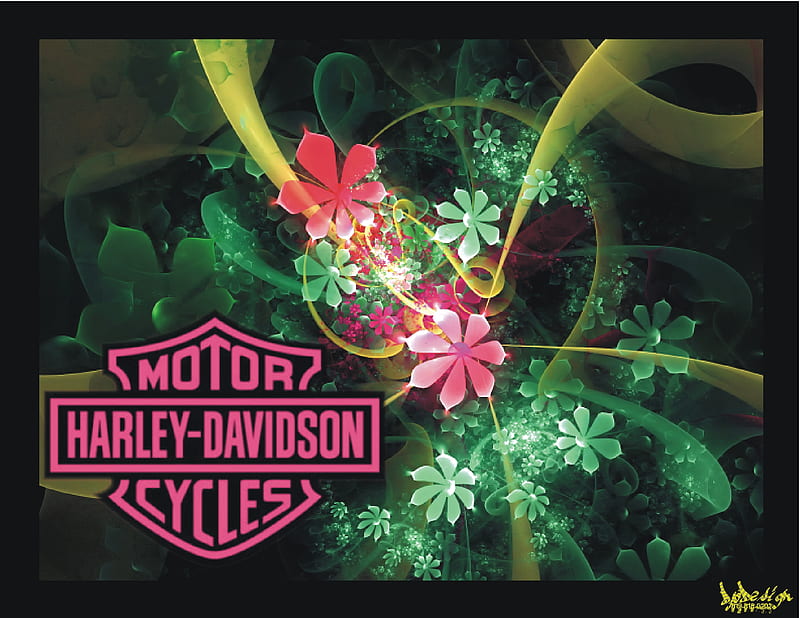 Harley-Davidson logo et fleurs, logo, rose, harley davidson, digital fleurs, motorcycle, HD wallpaper