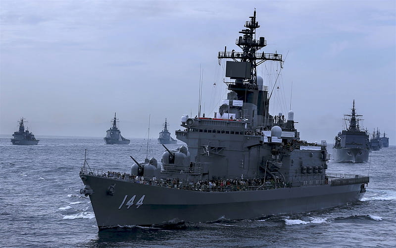 JS Kurama, DDH-144, JMSDF, Japanese destroyer, JDS Kurama, Shirane-class destroyer, Japan Maritime Self-Defense Force, japanese warships, HD wallpaper