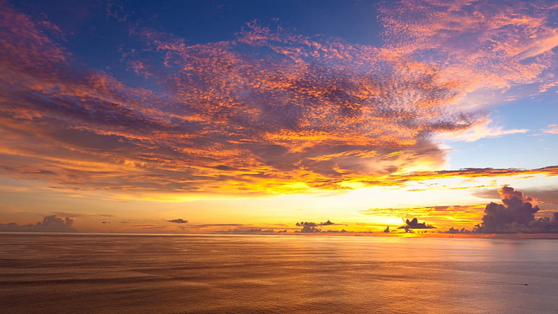 vast bali sunset, sunset, horizon, clouds, sea, HD wallpaper