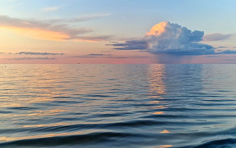 Cloud over Sea, Baltic, Latvia, sea, cloud, calm, HD wallpaper