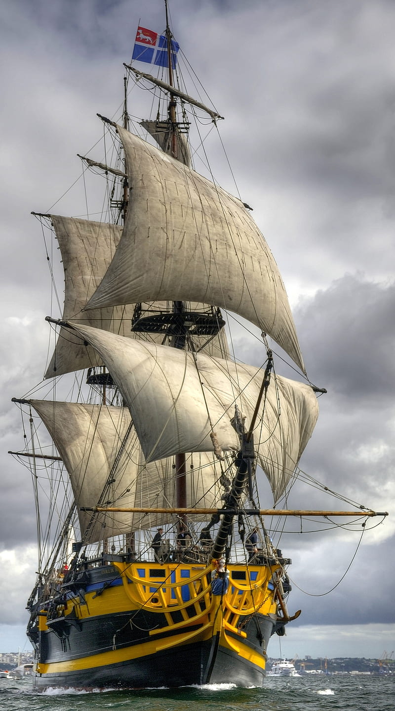 Gallion, ship, ship of the line, wooden ship, HD phone wallpaper