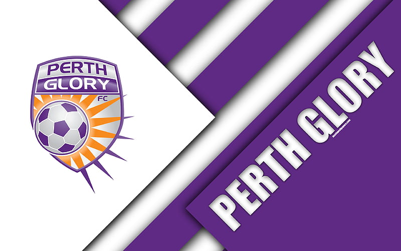 Perth Glory FC Australian Football Club, material design, logo, purple white abstraction, A-League, Perth, Australia, emblem, football, HD wallpaper