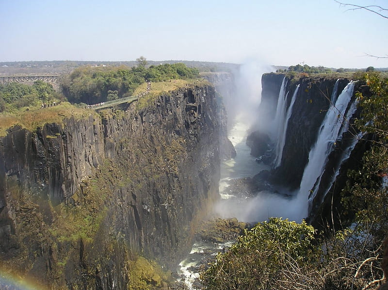 victoria falls gorge zimbabwe, gorge, spray, bridge, falls, HD wallpaper