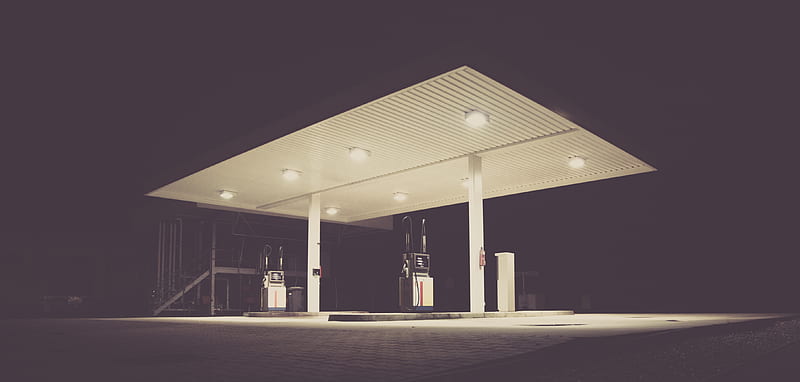gasoline station during night time, HD wallpaper