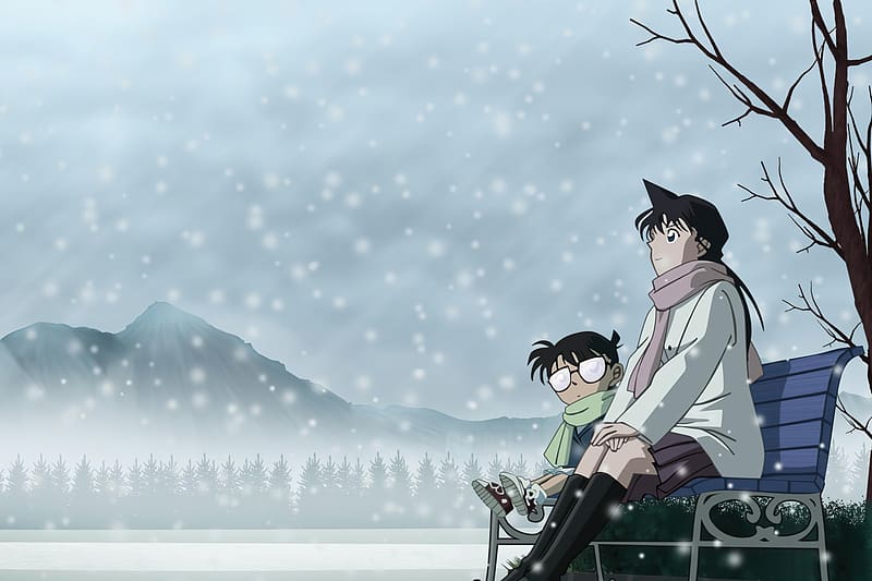 Anime, Winter, Detective Conan, Shinichi Kudo, Conan Edogawa, Ran Mouri, HD wallpaper