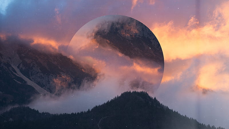 planet, mountain, foggy, clouds, Space, HD wallpaper