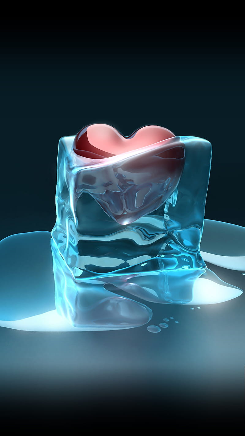 ice heart, coeur, glace, HD phone wallpaper