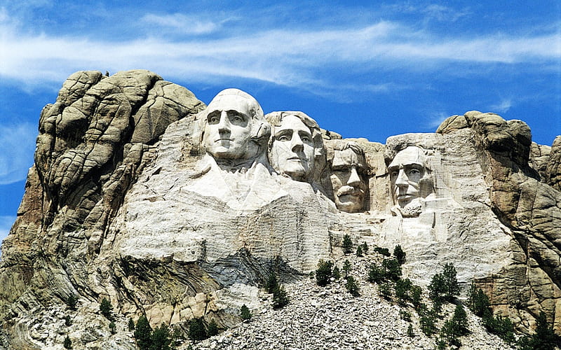 Mount Rushmore, stone, mount, nature, trees, clouds, sky, releif, landscape, HD wallpaper