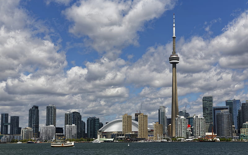 CN Tower, Toronto, TV Tower, Rogers Center, Toronto cityscape, skyscrapers, Canada, HD wallpaper