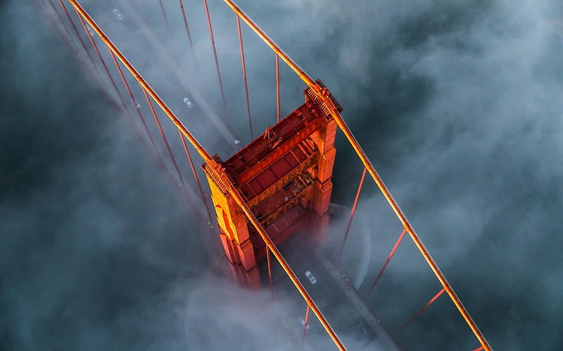 Golden Gate Bridge, fog, morning, San Francisco, USA, HD wallpaper