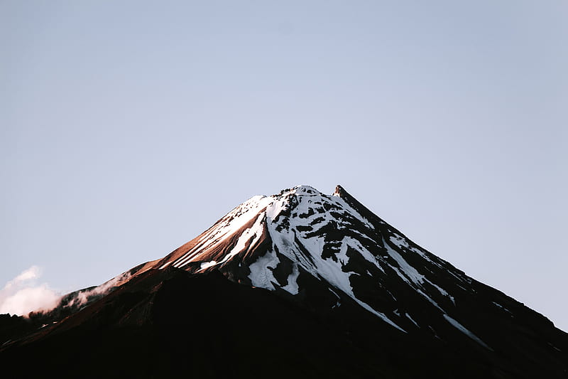 volcano, peak, snowy, relief, HD wallpaper