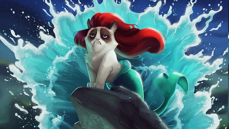 cat grumpy cat the little mermaid disney humor - Rare Gallery, HD wallpaper