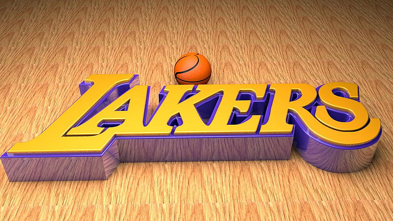 Lakers Yellow Word In Wood Floor Background Lakers, HD wallpaper