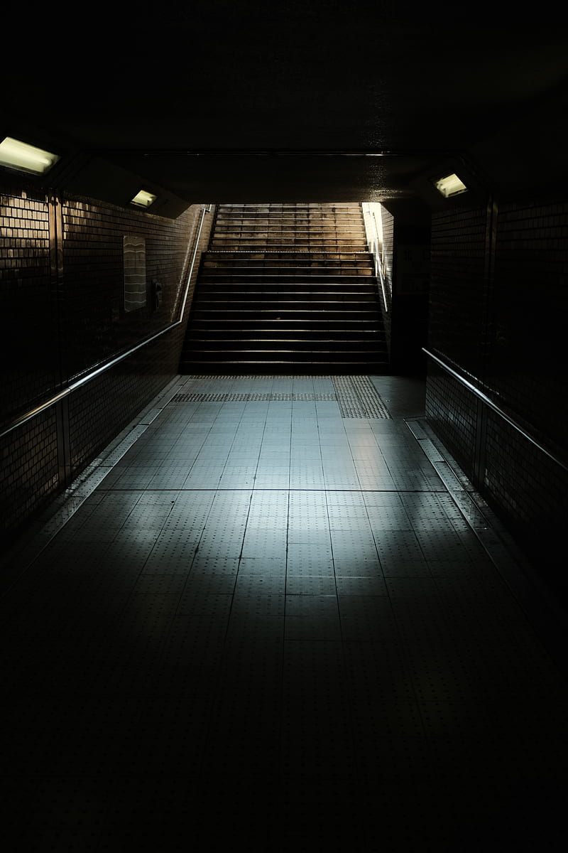 tunnel, stairs, subway, dark, HD phone wallpaper