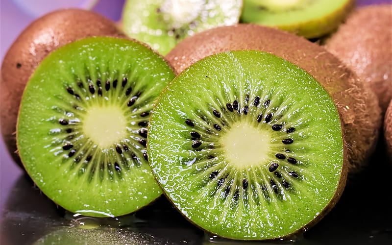 kiwi, fruit, vitamin C-rich fruit, background with kiwi, green fruits, HD wallpaper