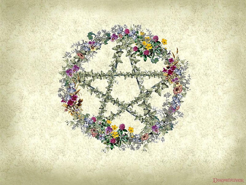 Wiccan Floral Wreath, wreath, flowers, wiccan, floral, HD wallpaper