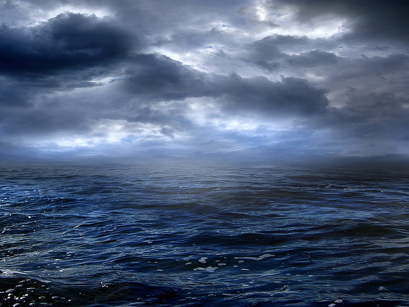 Dark Sea, force of nature, oceans, dark, nature, sky, storm, sea, HD wallpaper