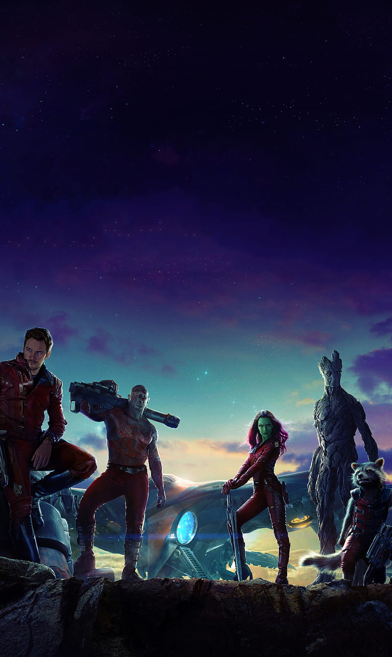 Guardians of galaxy, avengers, guardians of the galaxy, iron man, marvel, stars, thor, HD phone wallpaper