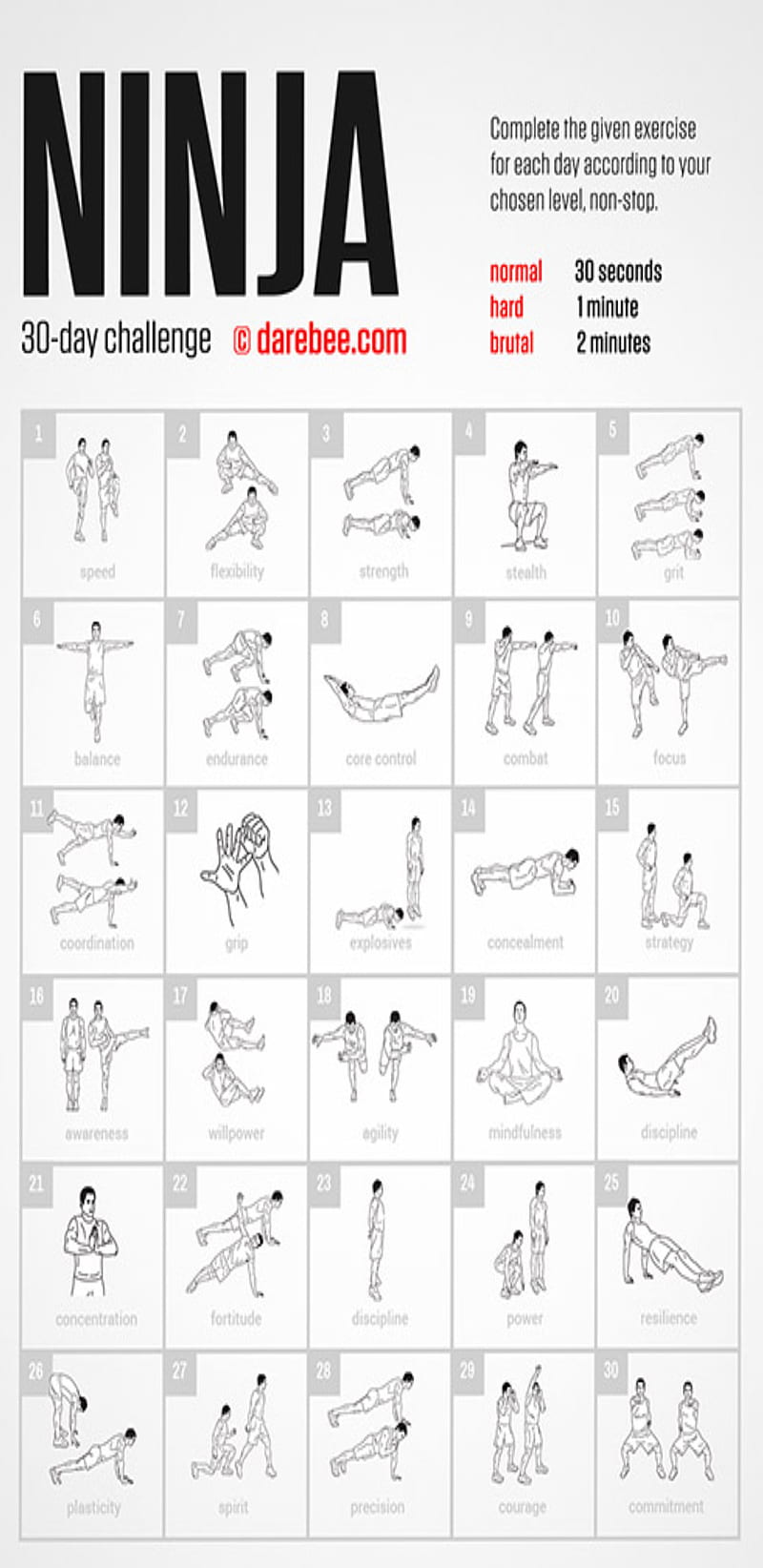 Ninja 30 day fit, challenge, darebee, fat, fitness, health, help, workout,  HD phone wallpaper | Peakpx
