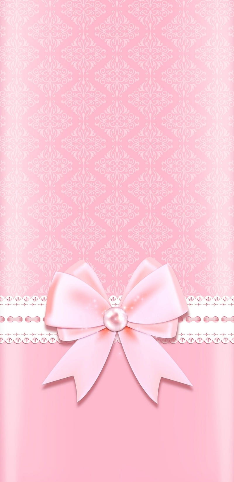 PearlBow, bow, lace, pearl, pink, HD phone wallpaper