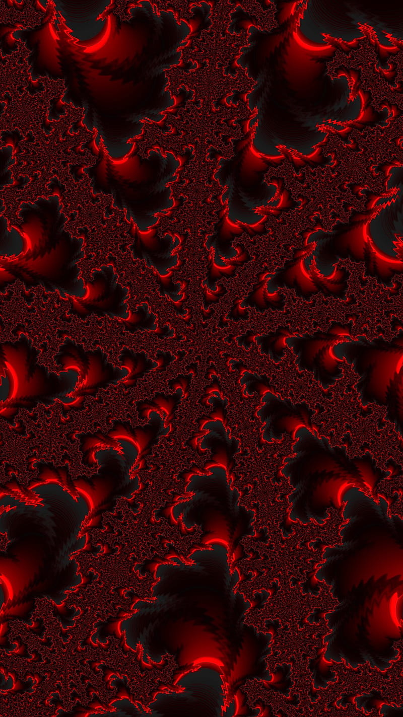 Black and Red, abstract, complex, fractal, math, HD phone wallpaper