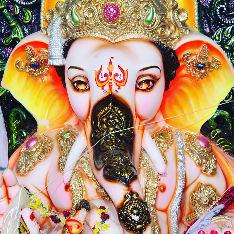 Ganesh Ji, god, paintings, lord, idol, faces, HD phone wallpaper