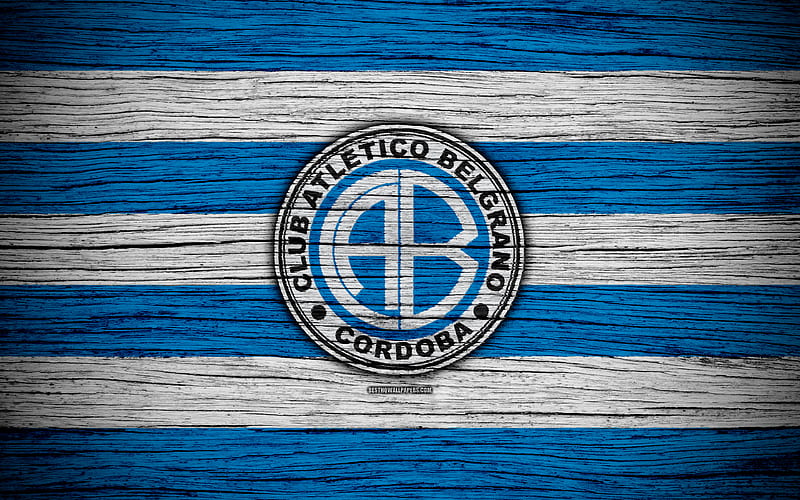 Belgrano Superliga, logo, AAAJ, Argentina, soccer, Belgrano FC, football club, wooden texture, FC Belgrano, HD wallpaper