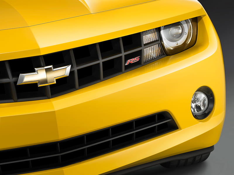 Chevrolet-Camaro-RS-Front Grille Section, shine, desenho, yellow, royal, speed, chevrolet, car, headlight, camaro rs, esports, HD wallpaper