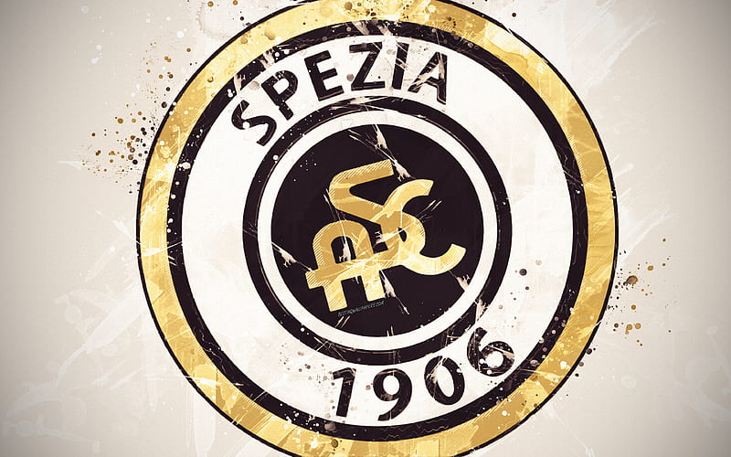 Spezia Calcio paint art, creative, logo, Italian football team, Serie B, emblem, white background, grunge style, La Spezia, Liguria, Italy, football, ASD Spezia Calcio 2008, HD wallpaper