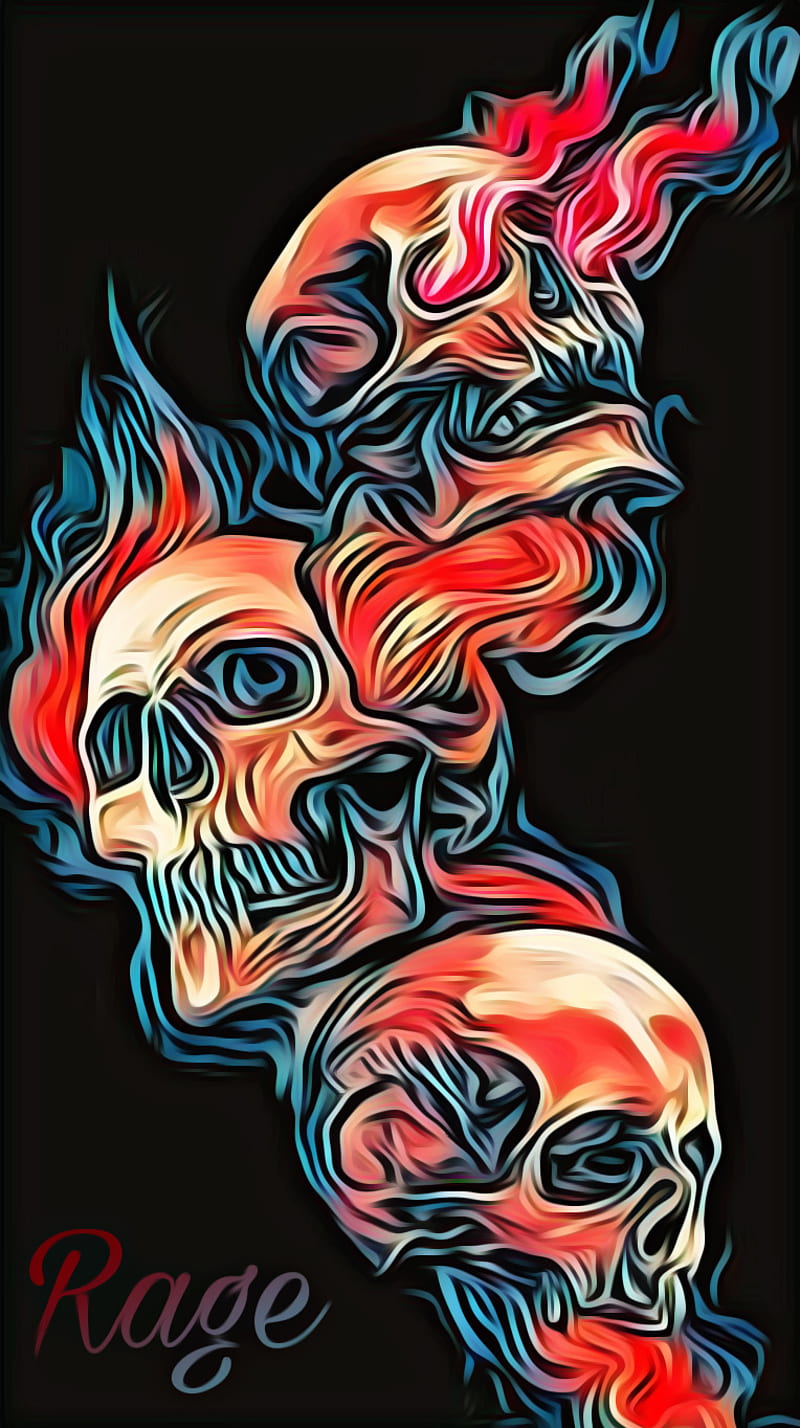 Vape Skulls, rage, red and blue, skull, vape, HD phone wallpaper