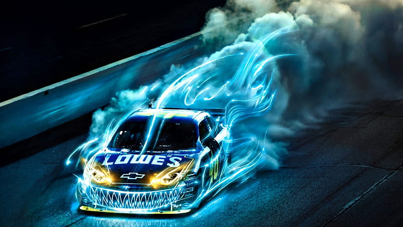 Drag Raceing, car, dragraceing, smoke, blue, fast, HD wallpaper